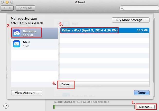 verwijder iCloud back-up