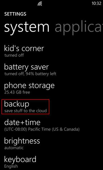 backup lumia contacts