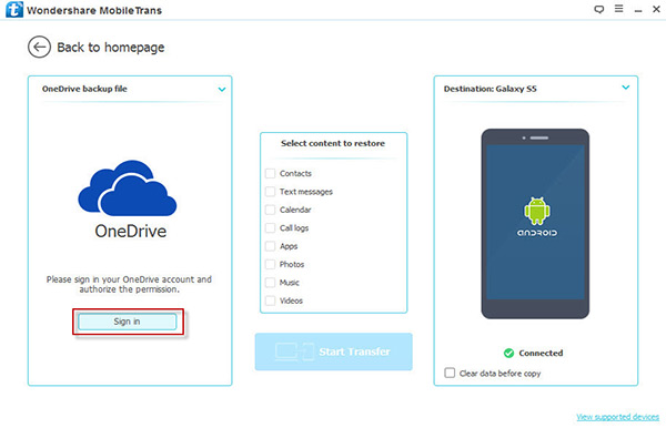 restore from onedrive