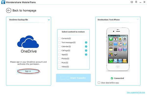 restore from onedrive