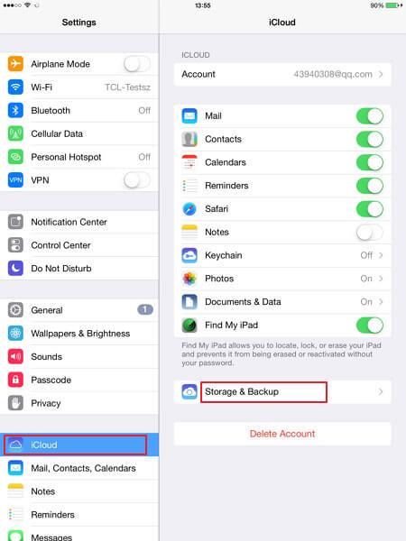 backup ipad with icloud