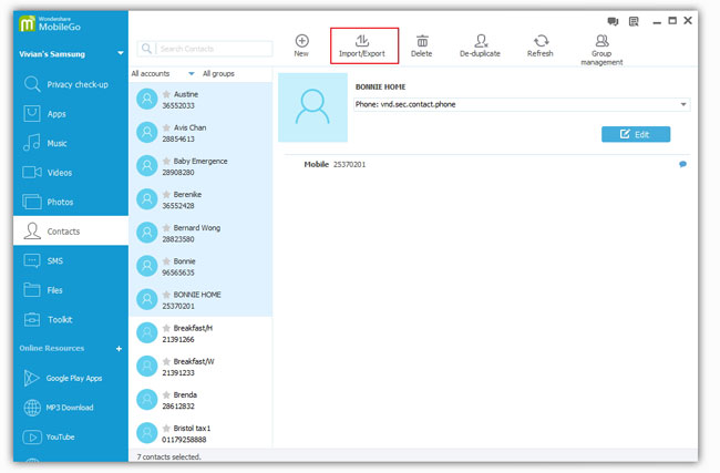 sync contacts with outlook with kies