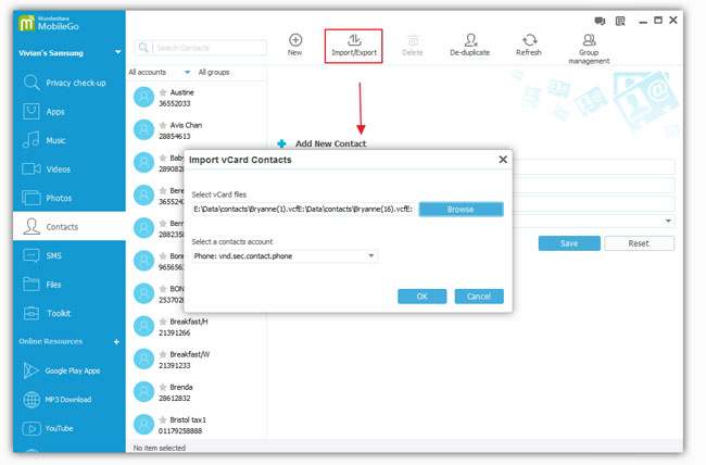 import contacts to samsung i5800