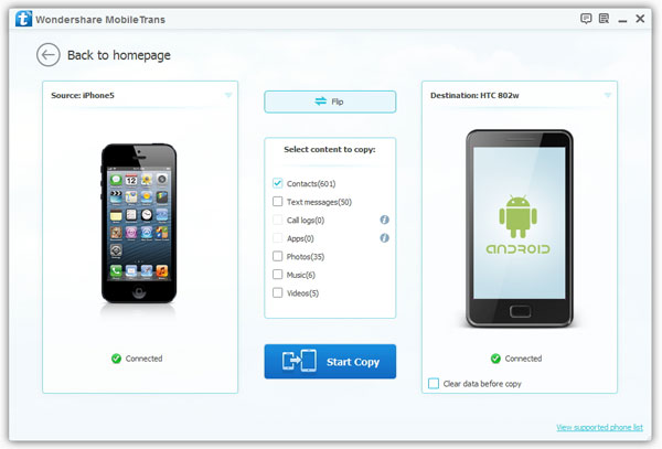 copy contacts from iphone to lg optimus