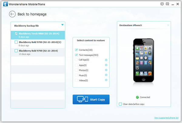 restore iphone from blackberry