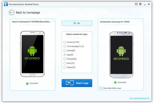 transfer apps from s2 to s4