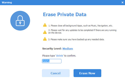 erase private data on iPhone