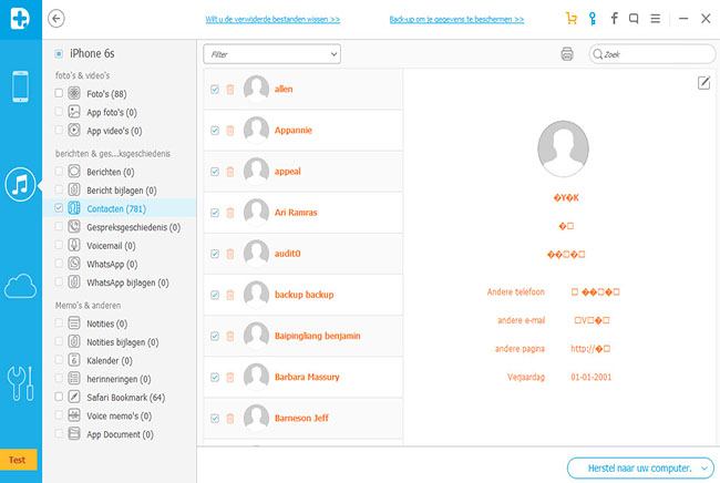 extract iphone contacts to csv