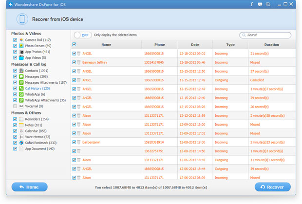 iphone call log recovery